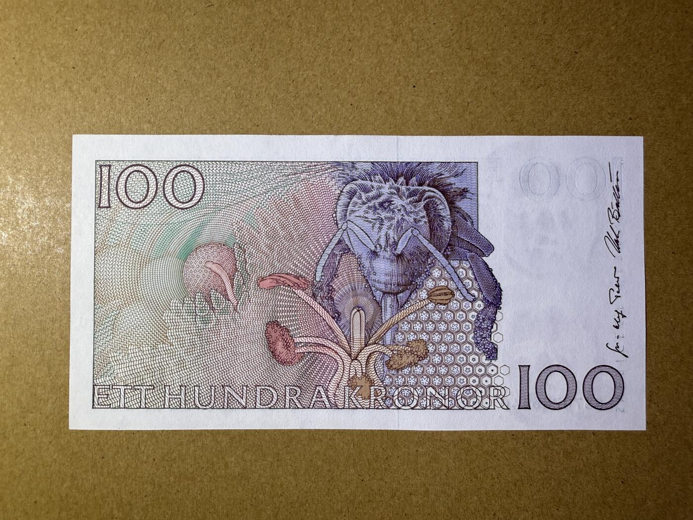 《艾美收藏》第219期-11.9周日外币畅拍场 瑞典100克朗 UNC 1998年 初版 瑞典自然科学家林奈