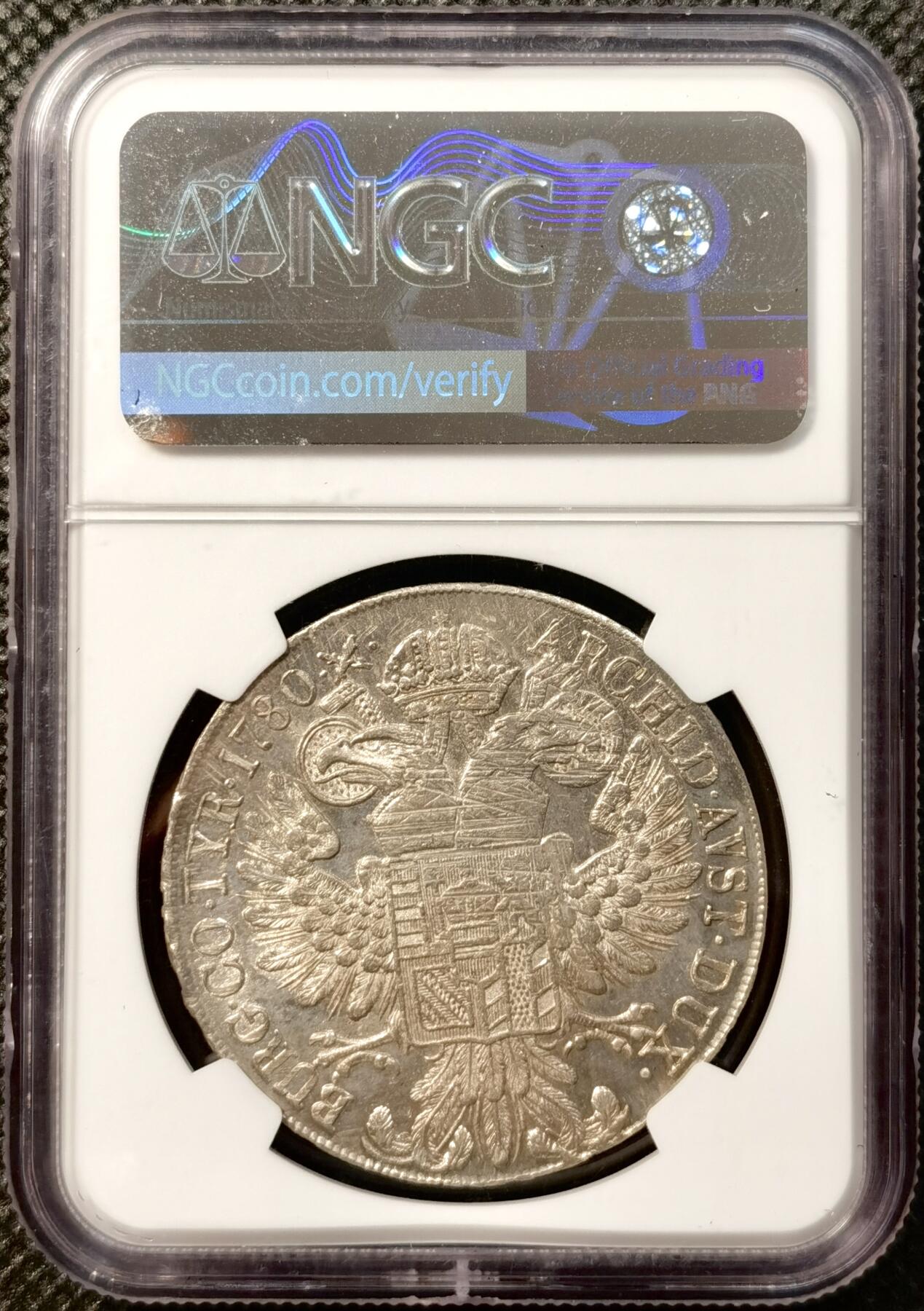 甄臻铺-世界币章拍卖（第38期）立冬小精品场，送拍享返佣金等优惠多多 NGC-UNCD 1780年奥地利大奶妈银币早期版，HAFNER-36a米兰版