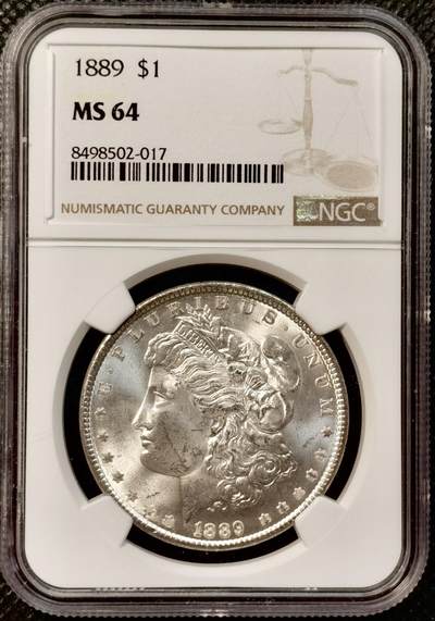 甄臻铺-世界币章拍卖（第38期）立冬小精品场，送拍享返佣金等优惠多多 - NGC-MS64 美国1889年摩根一元银币