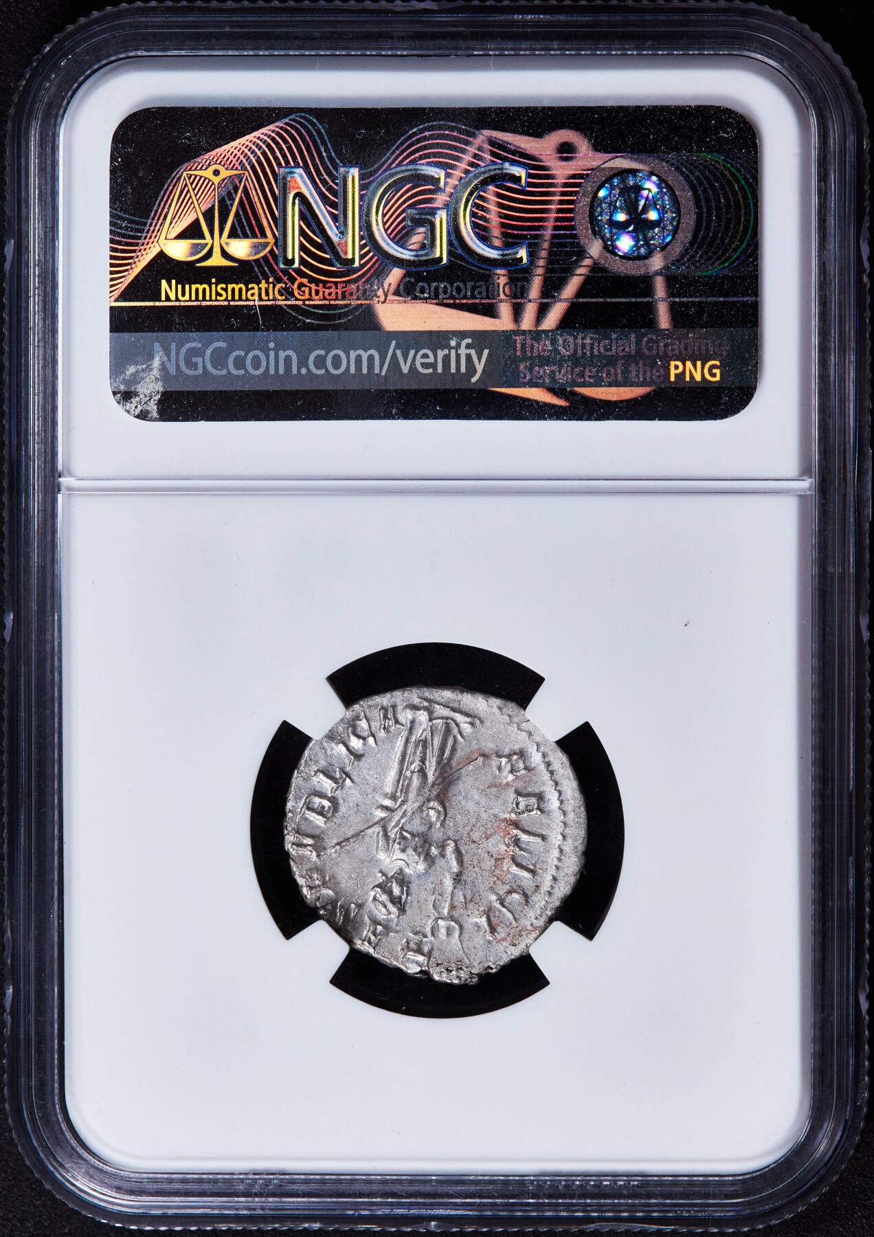 【俄甄集藏】2025年(044)11-12星期三晚 19:30 全场包邮 古罗马帝国公元251年- 253年伽鲁斯罗马三世纪危机时期双第纳尔银币，NGC MS，正面皇帝冠面右像，背面幸运女神手持权杖，MS难得