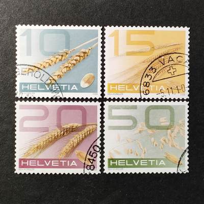 嘉禾收藏    【第372期】            无佣金、可寄存、满30元包邮 - 瑞士邮票，2008年谷物·小麦,大麦,黑麦,燕麦邮票4全