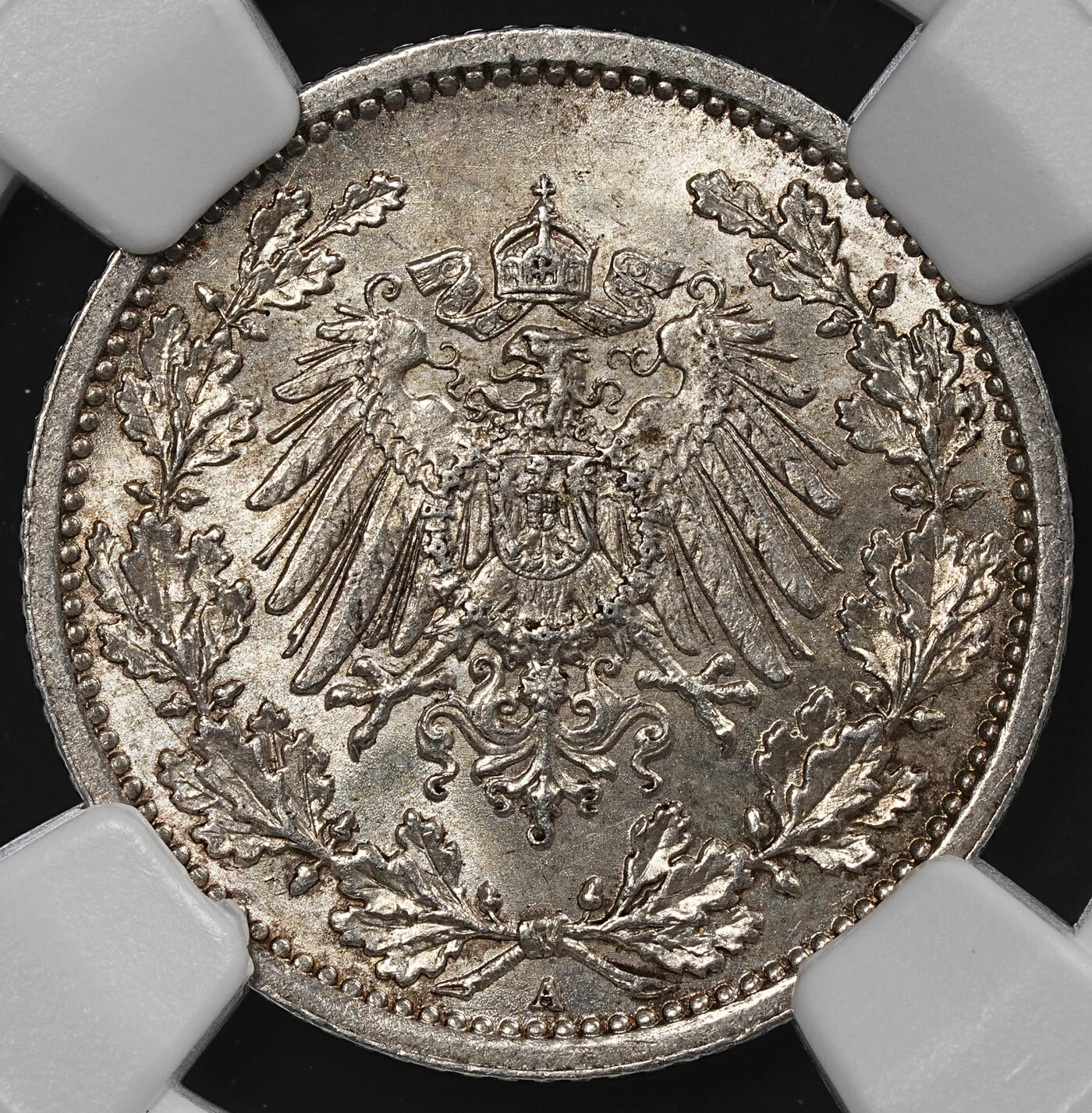 修遠堂世界钱币第九十二期 NGC MS65 1914年德国1/2马克银币 A厂铭