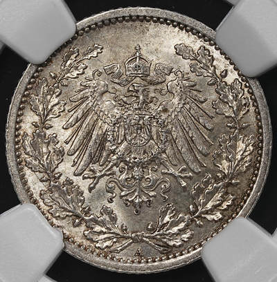 修遠堂世界钱币第九十二期 - NGC MS65 1914年德国1/2马克银币 A厂铭