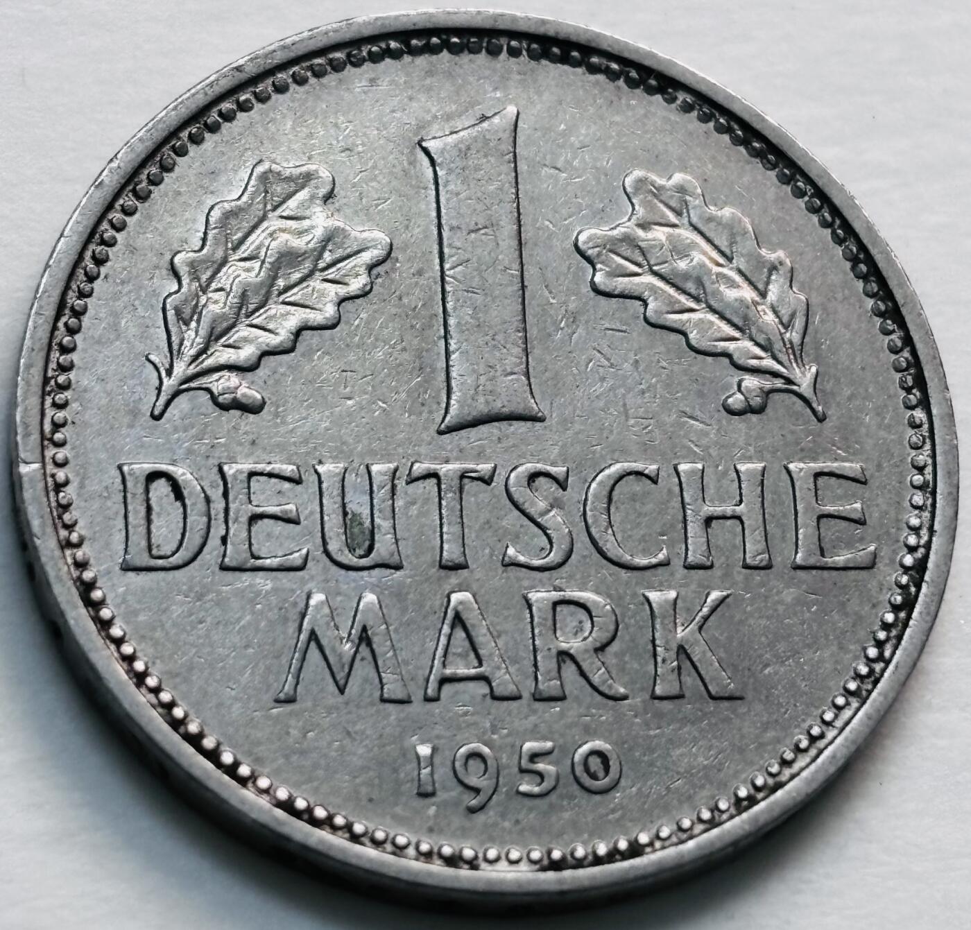 文馨钱币收藏第 279 场，银币，纪念铜章场 长期接收代拍品 1950 年德国 1 马克 G 版