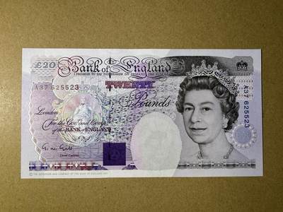 《艾美收藏》第219期-11.9周日外币畅拍场 - 英格兰20镑 UNC E序列 皇冠版 局部荧光 无4