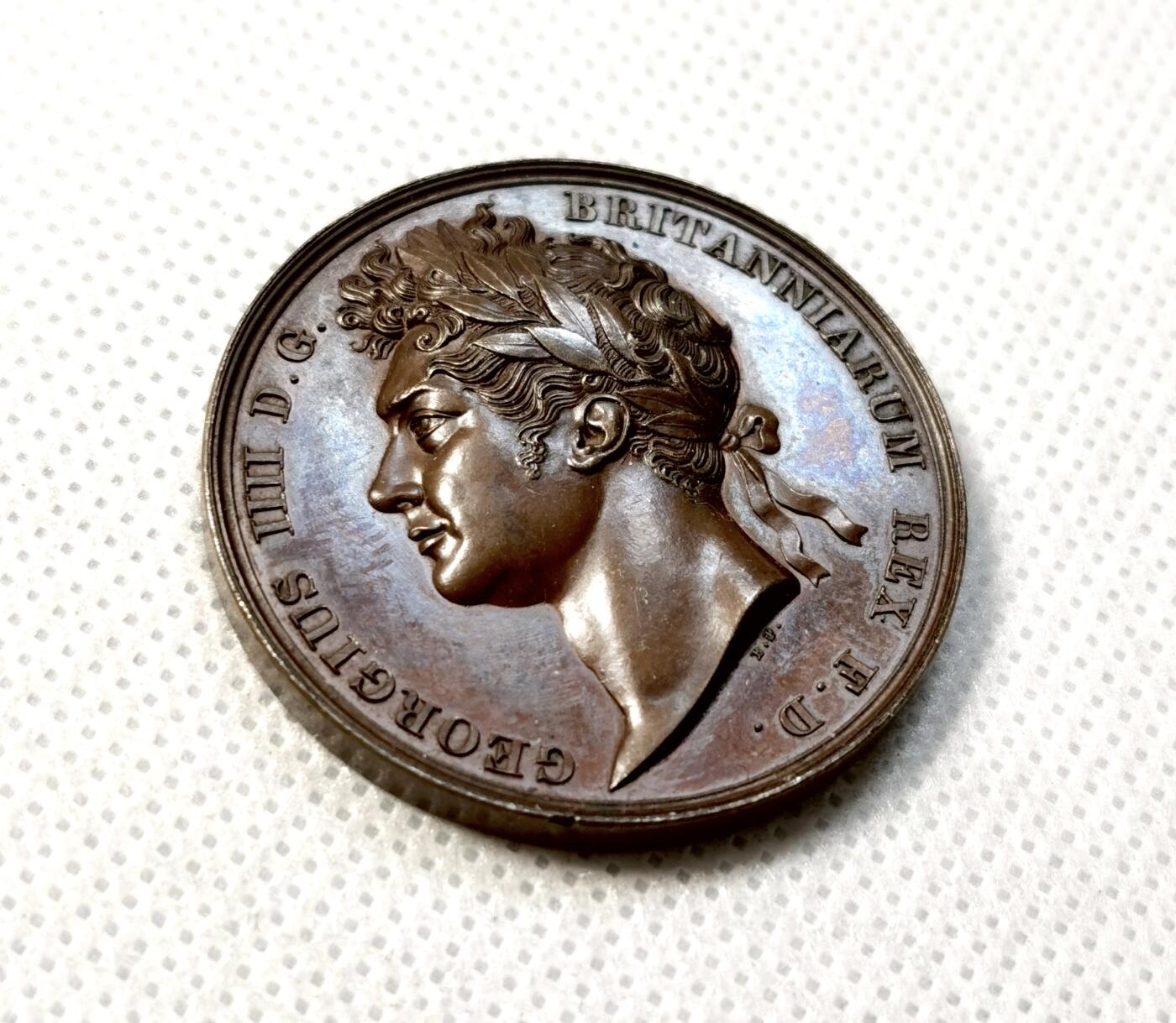 甄臻铺-世界币章拍卖（第38期）立冬小精品场，送拍享返佣金等优惠多多 英国1821年乔治四世加冕铜章 超高浮雕，好品裸章几乎少见