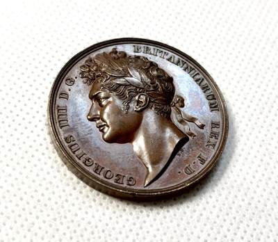 甄臻铺-世界币章拍卖（第38期）立冬小精品场，送拍享返佣金等优惠多多 英国1821年乔治四世加冕铜章 超高浮雕，好品裸章几乎少见