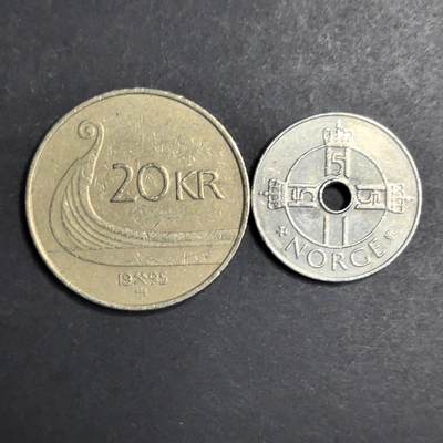 各国硬币第6期 无佣金 - 挪威5  20克朗2个