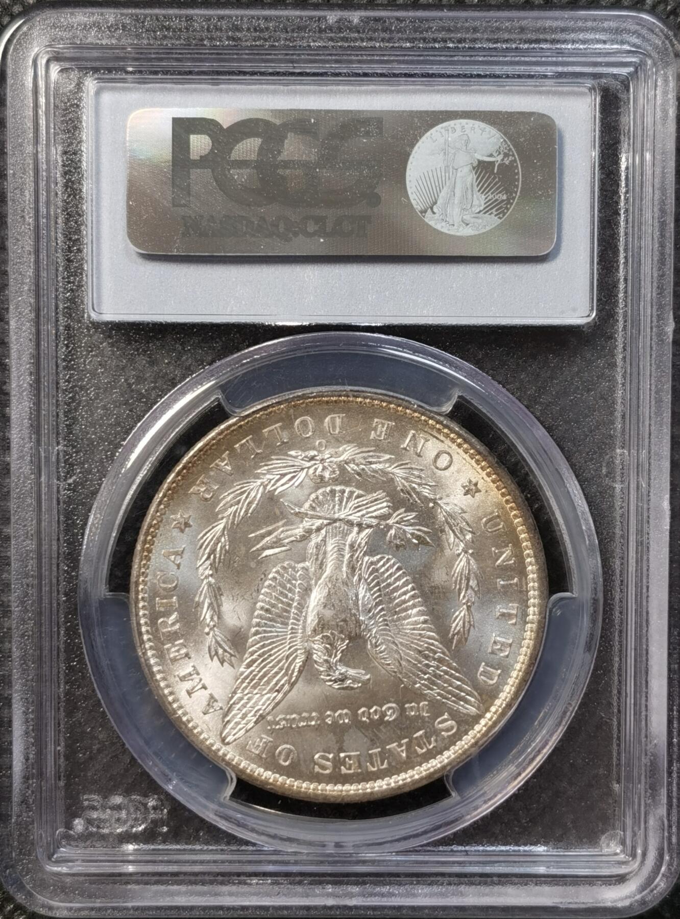 甄臻铺-世界币章拍卖（第38期）立冬小精品场，送拍享返佣金等优惠多多 PCGS-MS64 美国1898年O版摩根一元银币，发行量相对较少，带黄油光环彩