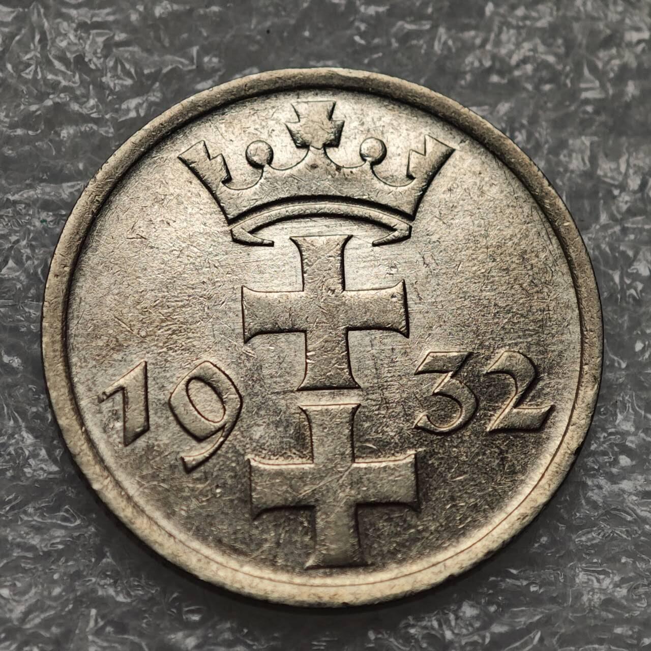 【淘币小摊】限时拍第七百九十五拍  葡属印度爪哇波兰阿根廷专场  满百包邮可预留两周  周一统一发货  但泽自由市1932年1盾纯镍币好品相 km154