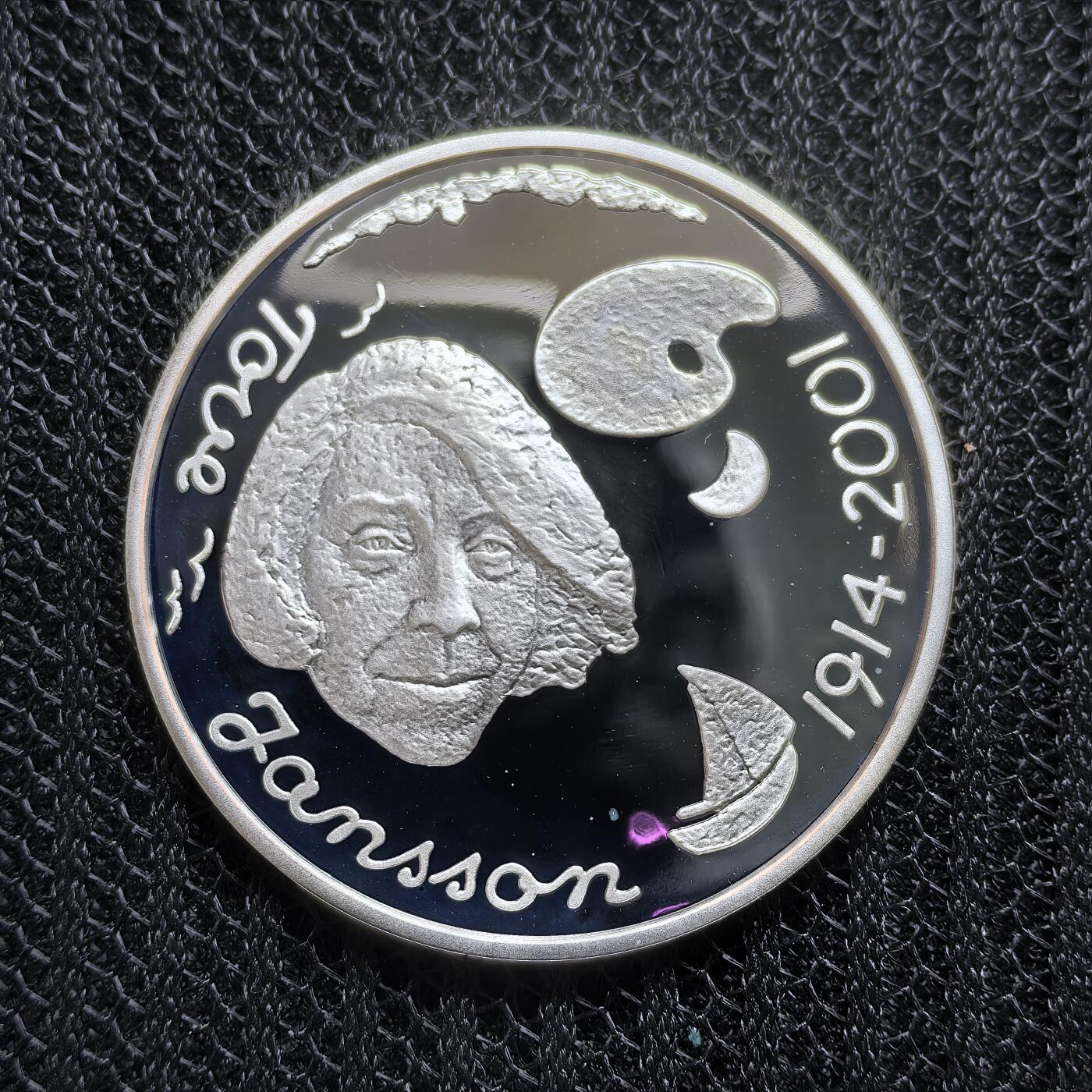 道一币馆币章第一百五十四场 芬兰2004年小说家托芙·杨松诞辰90周年10欧元精制银币  27.4g 925S 70000