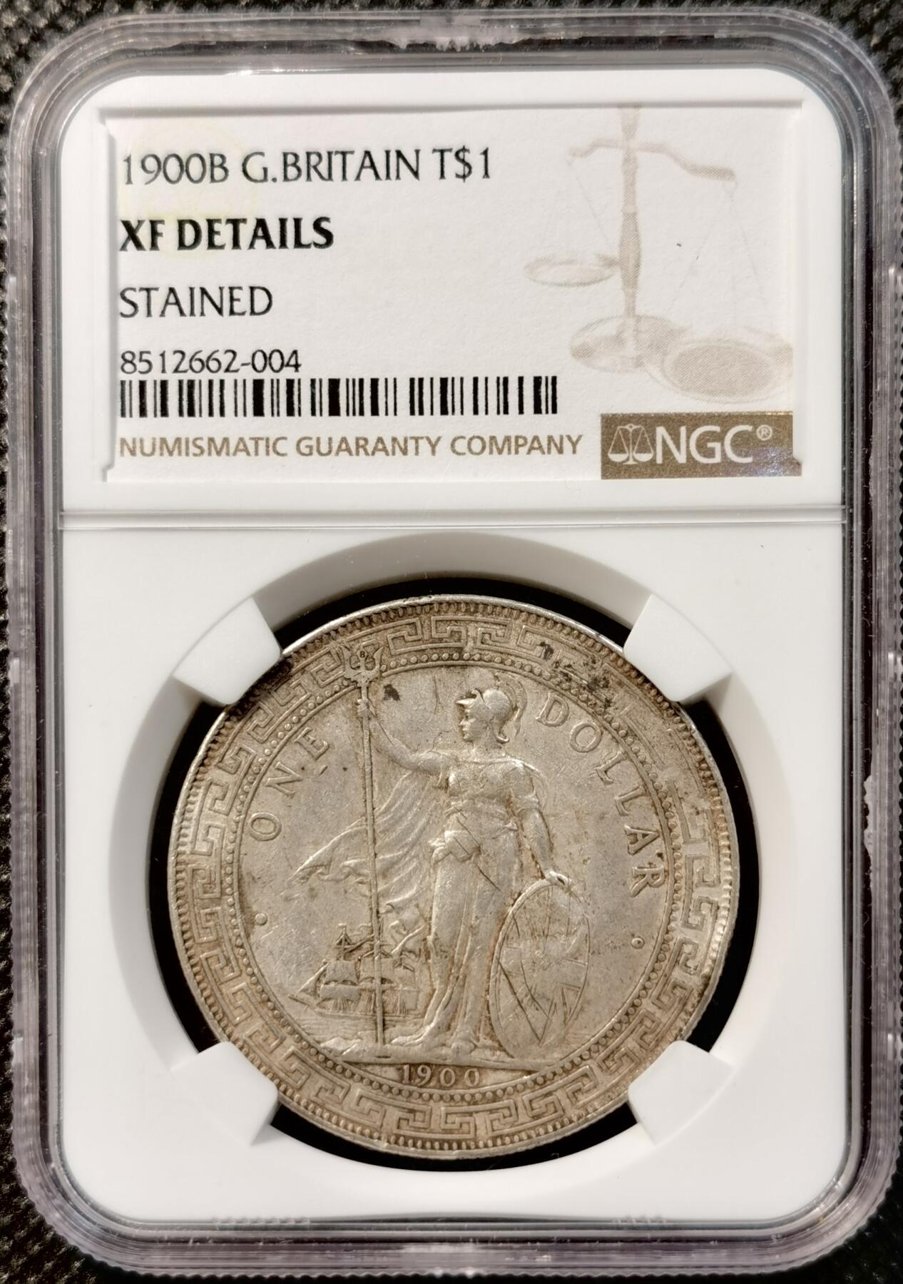 甄臻铺-世界币章拍卖（第38期）立冬小精品场，送拍享返佣金等优惠多多 NGC-XFD，1900B版站洋，n盒严评给了stain污渍，和环境损坏同属97，非常适合清洗再博分