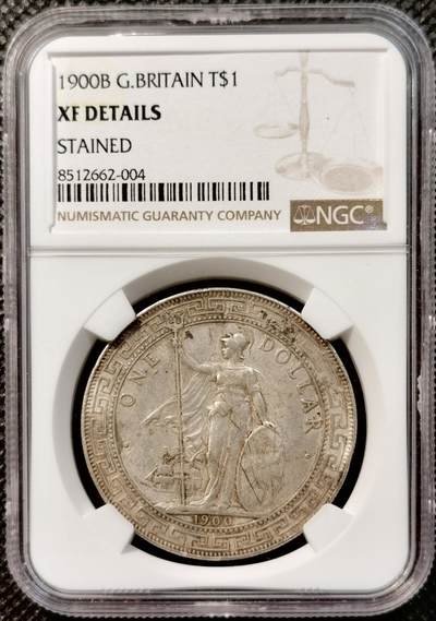 甄臻铺-世界币章拍卖（第38期）立冬小精品场，送拍享返佣金等优惠多多 - NGC-XFD，1900B版站洋，n盒严评给了stain污渍，和环境损坏同属97，非常适合清洗再博分