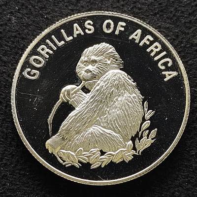 【全场包邮】纯粹捡漏拍494场 - 乌干达2003年1000先令银背大猩猩精制克朗型镀银纪念币