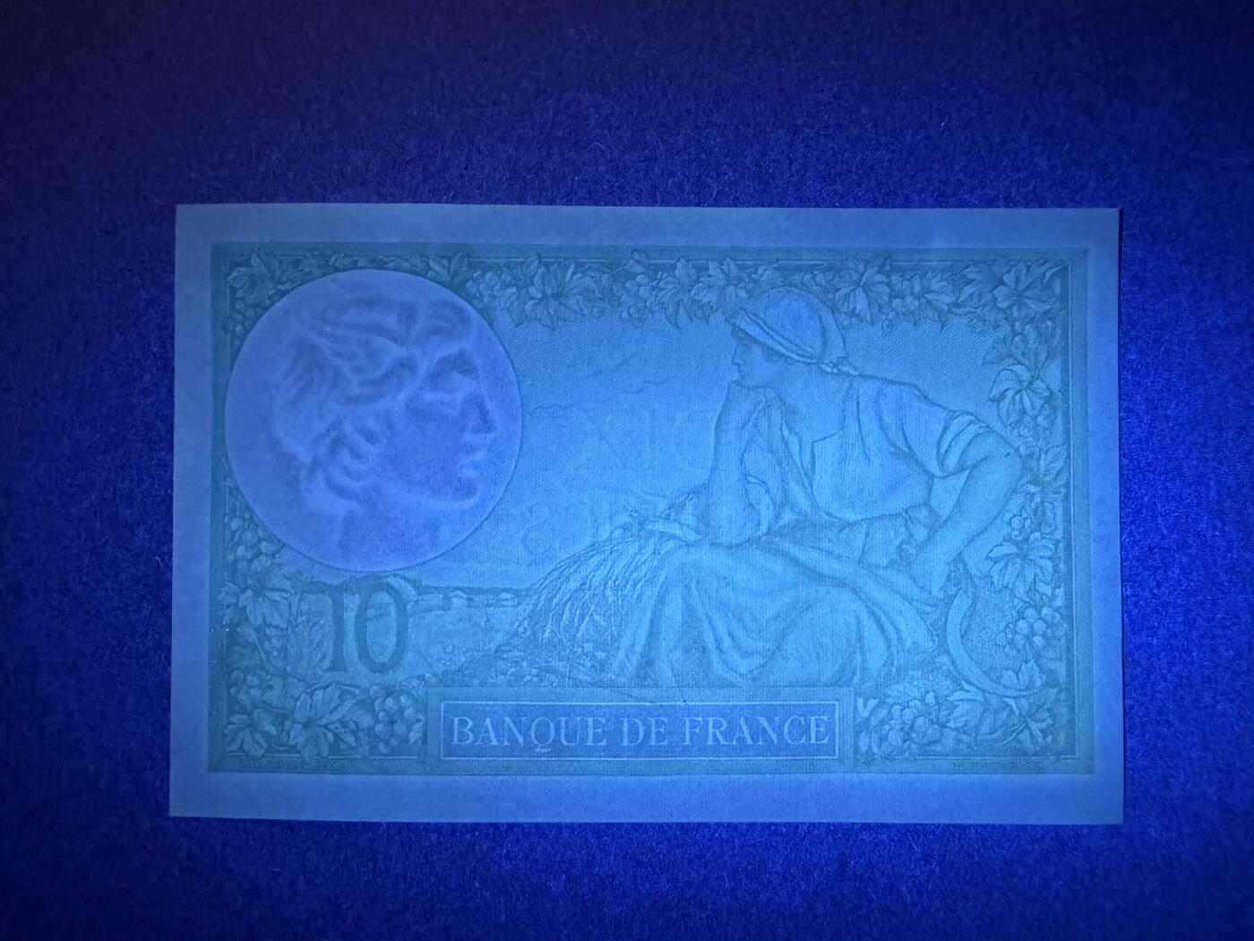 《艾美收藏》第219期-11.9周日外币畅拍场 法国10法郎 UNC 1939年 罗马神话中的智慧女神弥涅耳瓦