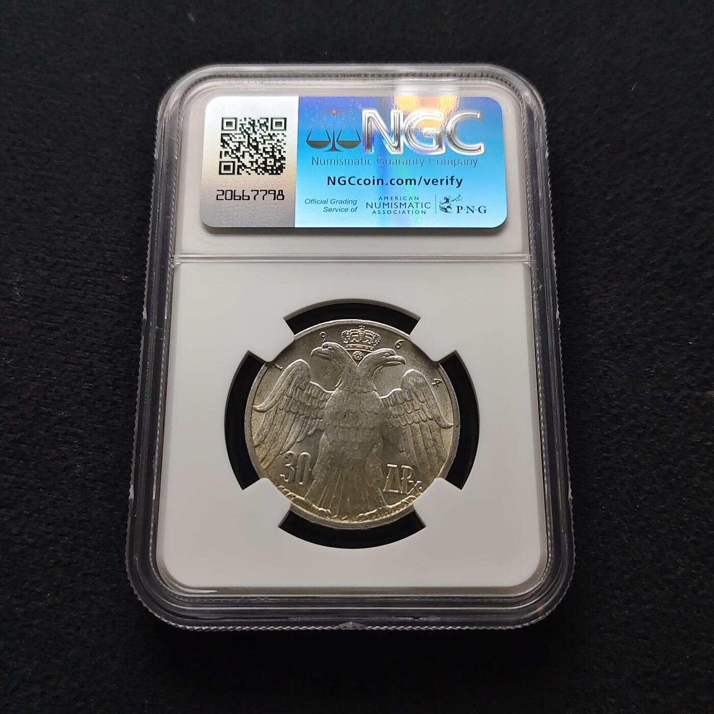 【全场包邮】纯粹捡漏拍477场（免费代拍第14场）调整中 希腊王国1964年30德拉克马康斯坦丁二世国王大婚（30.3毫米12克）纪念银币-NGC MS64