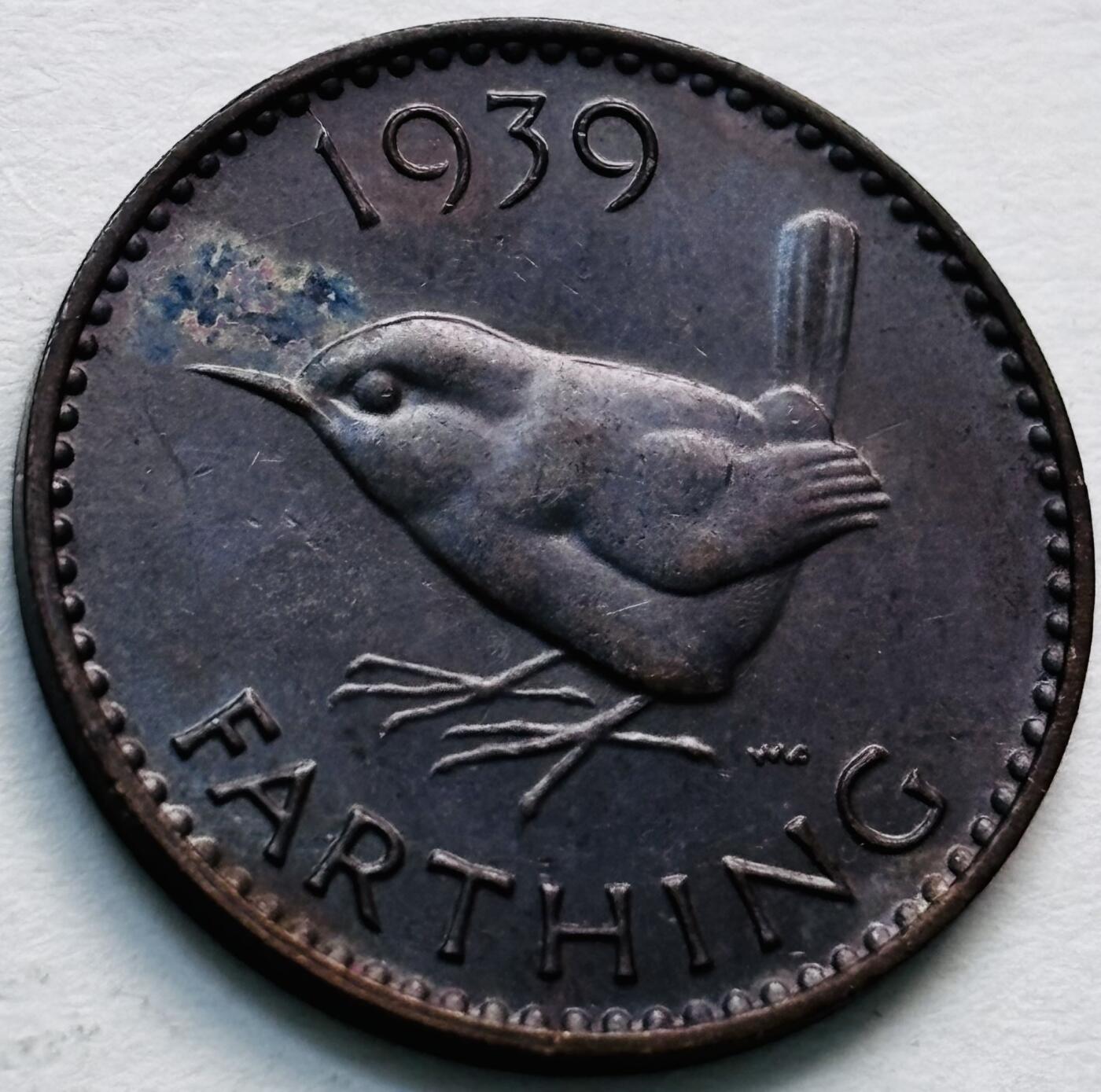 文馨钱币收藏第 279 场，银币，纪念铜章场 长期接收代拍品 1939 年英国乔治六世法新铜币