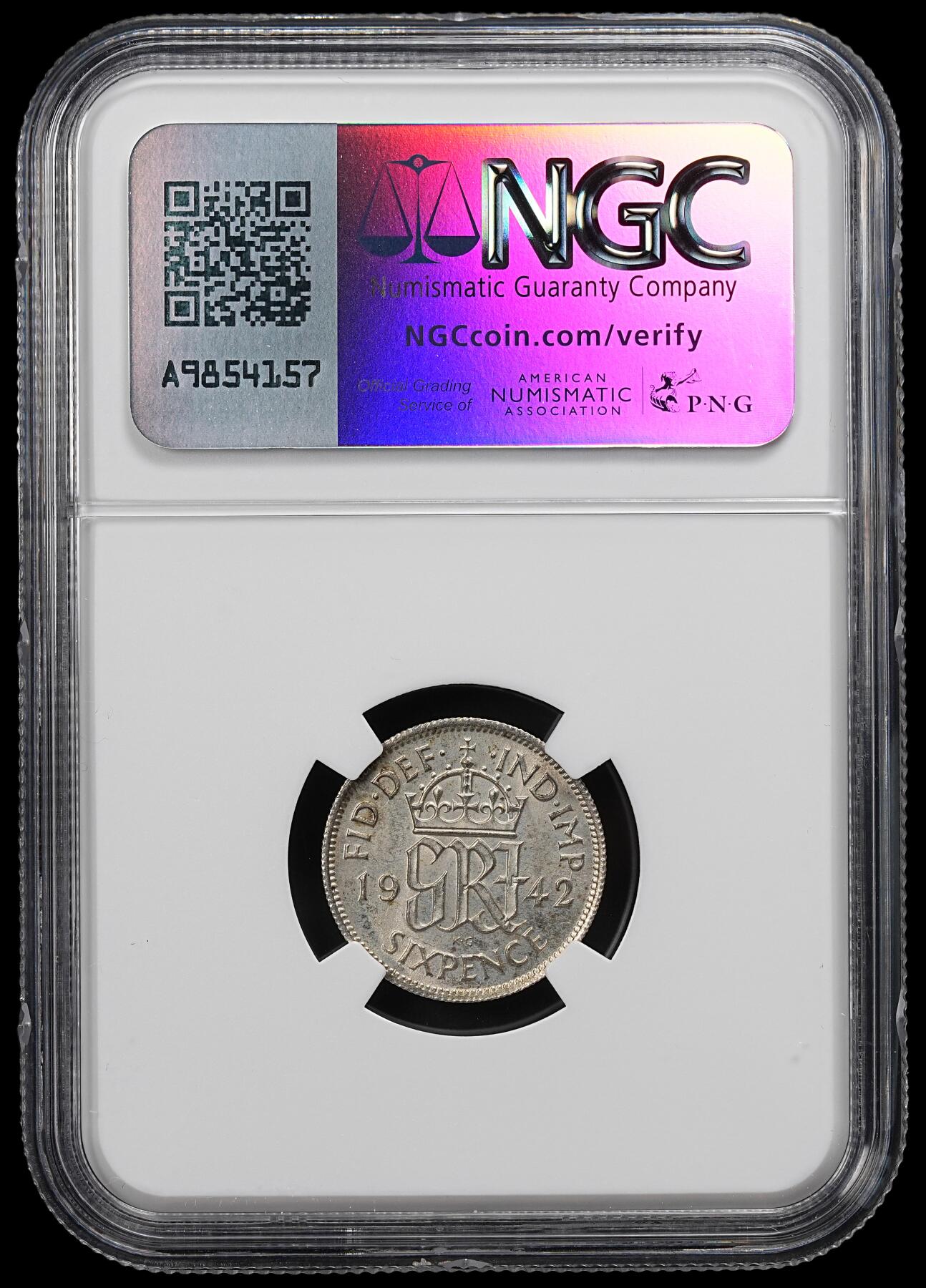 修遠堂世界钱币第九十二期 NGC MS64 1942年英国6便士银币