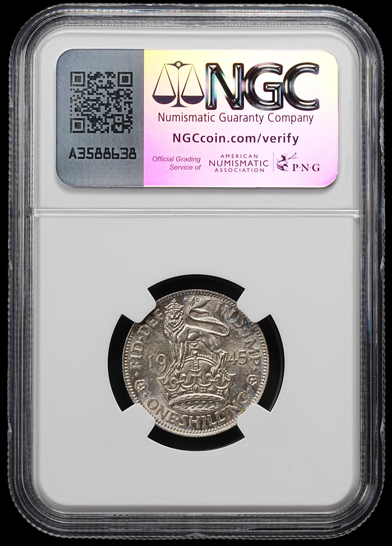 修遠堂世界钱币第九十二期 NGC MS63 1945年英国1先令银币