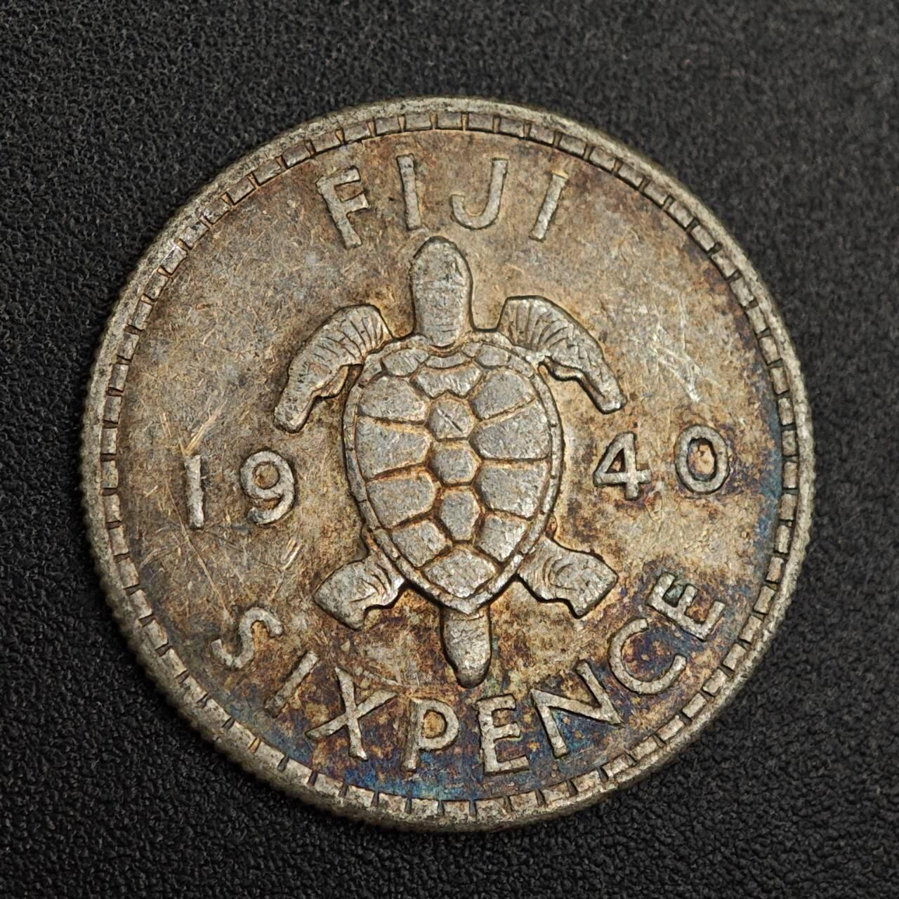 【淘币小摊】实时拍第七百九十一拍   散币纸币套币场   满百包邮可预留二周 每周一统一发货   斐济1940年乔治六世6便士银币