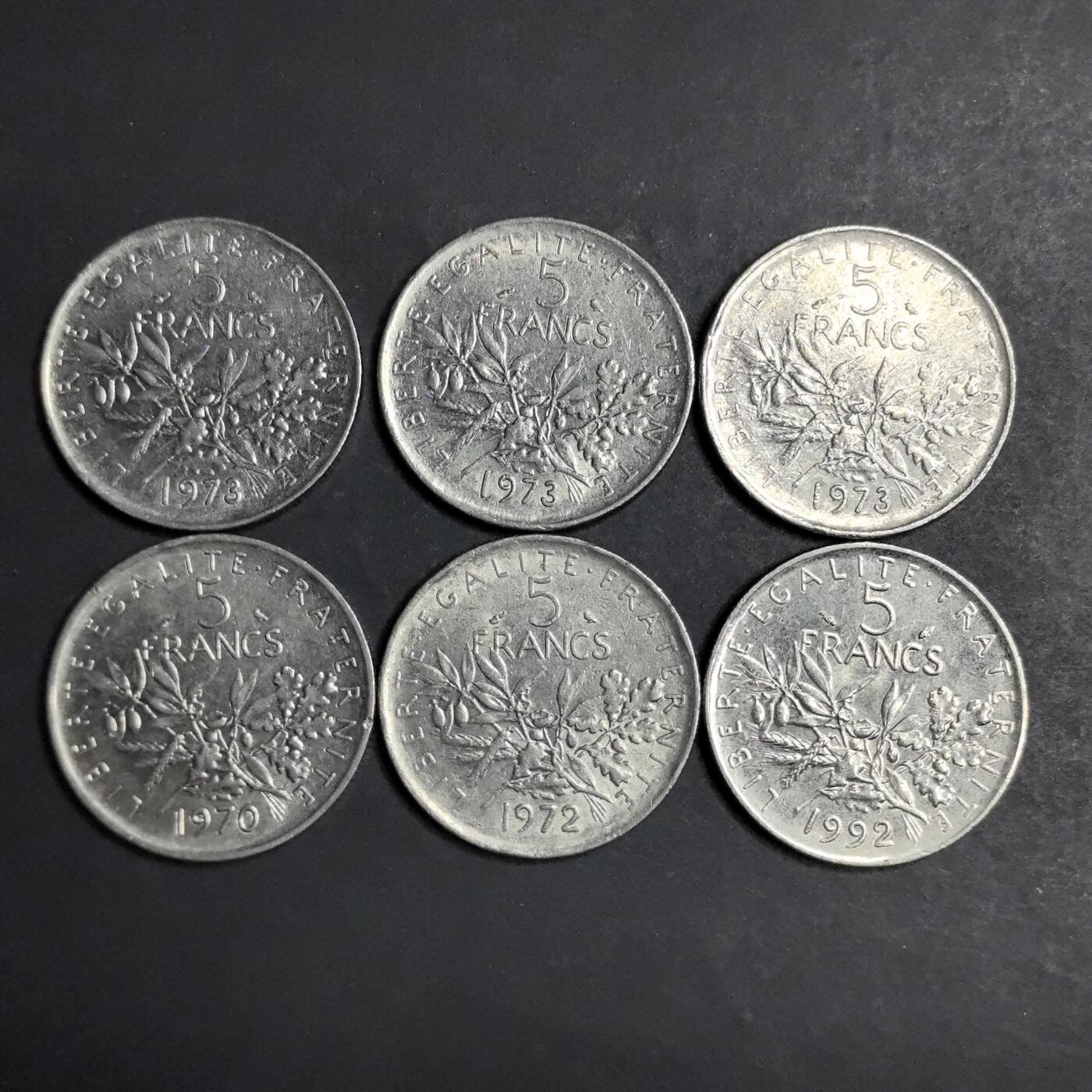 各国硬币第6期 无佣金 法国5法郎6个