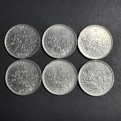 各国硬币第6期 无佣金 - 法国5法郎6个