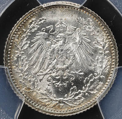修遠堂世界钱币第九十二期 - PCGS MS67 1915年德国1/2马克银币 F厂铭