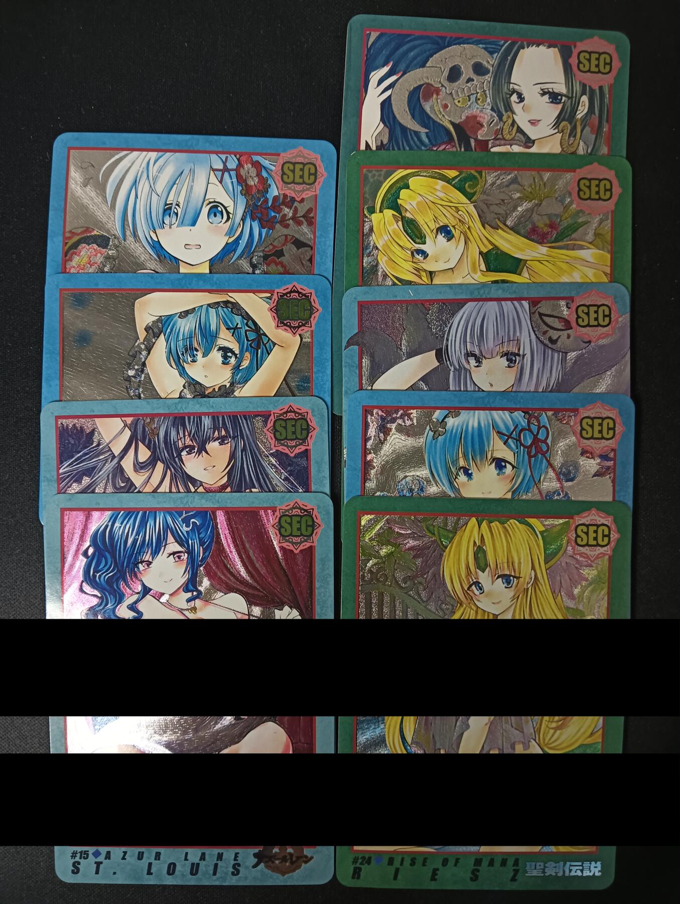 花开卡拍第46期（11月9号周日截拍，品控勿拍!!!拍品不寄存，运费5元，自制卡难免瑕疵，可能存在轻微撞角爆边等出厂瑕疵，品控介意勿拍！） 江东卡牌 女友档案 1套9张 粗闪，有两张卡边有压痕