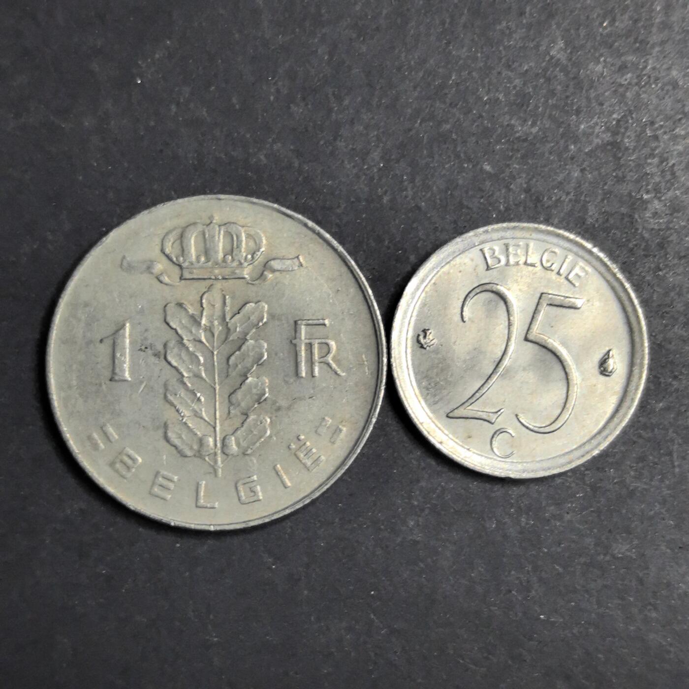 各国硬币第6期 无佣金 比利时1  25法郎2个