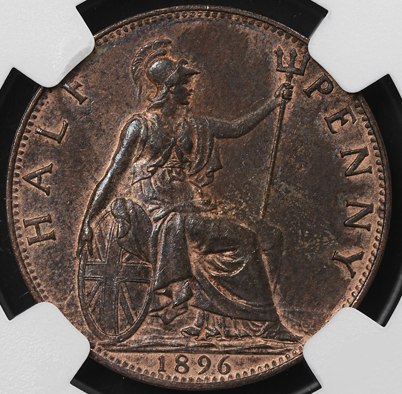 修遠堂世界钱币第九十二期 NGC AU58BN 1896年英国1/2便士