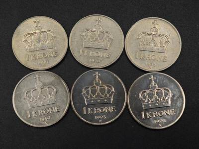 【淘币小摊】实时拍第七百九十一拍   散币纸币套币场   满百包邮可预留二周 每周一统一发货   - 挪威1克朗6枚