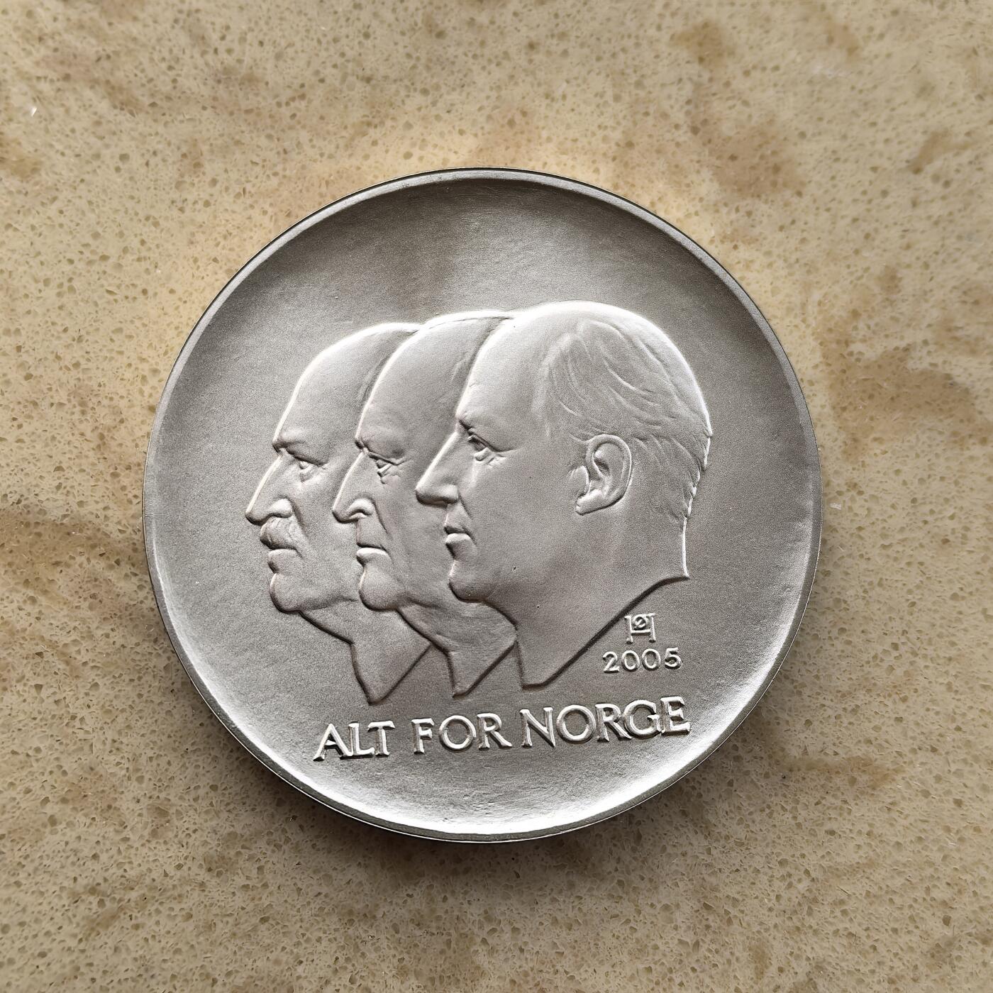 道一币馆币章第一百五十五场 挪威2005年国家独立百年100克朗精制纪念银币  33.6g 925S 