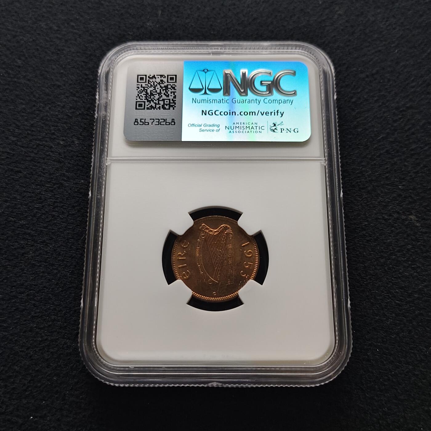 【全场包邮】纯粹捡漏拍477场（免费代拍第14场）调整中 爱尔兰1953年1/4便士铜币-NGC MS63 RB