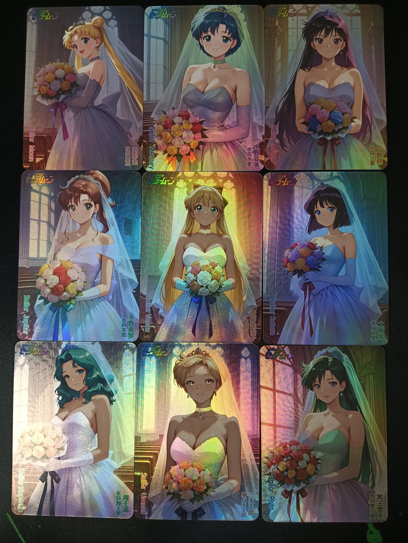 花开卡拍第46期（11月9号周日截拍，品控勿拍!!!拍品不寄存，运费5元，自制卡难免瑕疵，可能存在轻微撞角爆边等出厂瑕疵，品控介意勿拍！） 嘎嘎鸭 美少女战士婚纱套