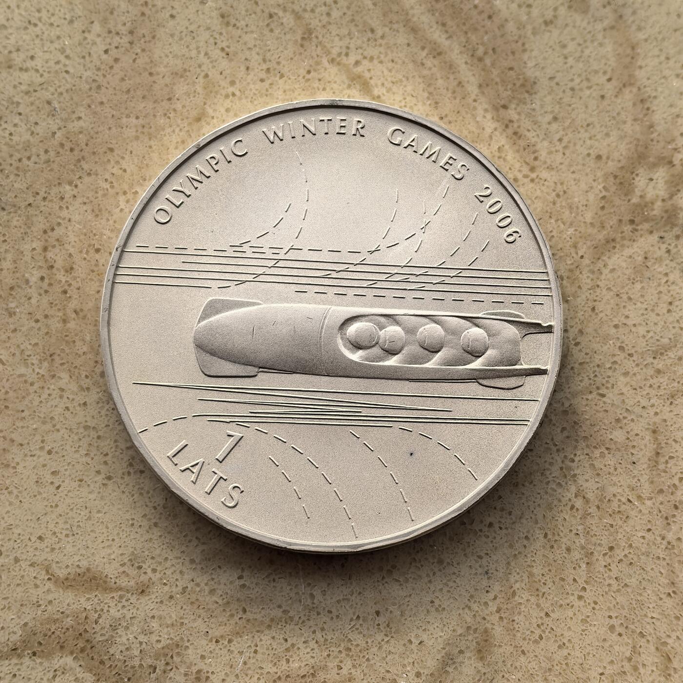 道一币馆币章第一百五十五场 拉脱维亚2005年06年都灵冬奥会1拉特精制银币  31.47g 925S 15000