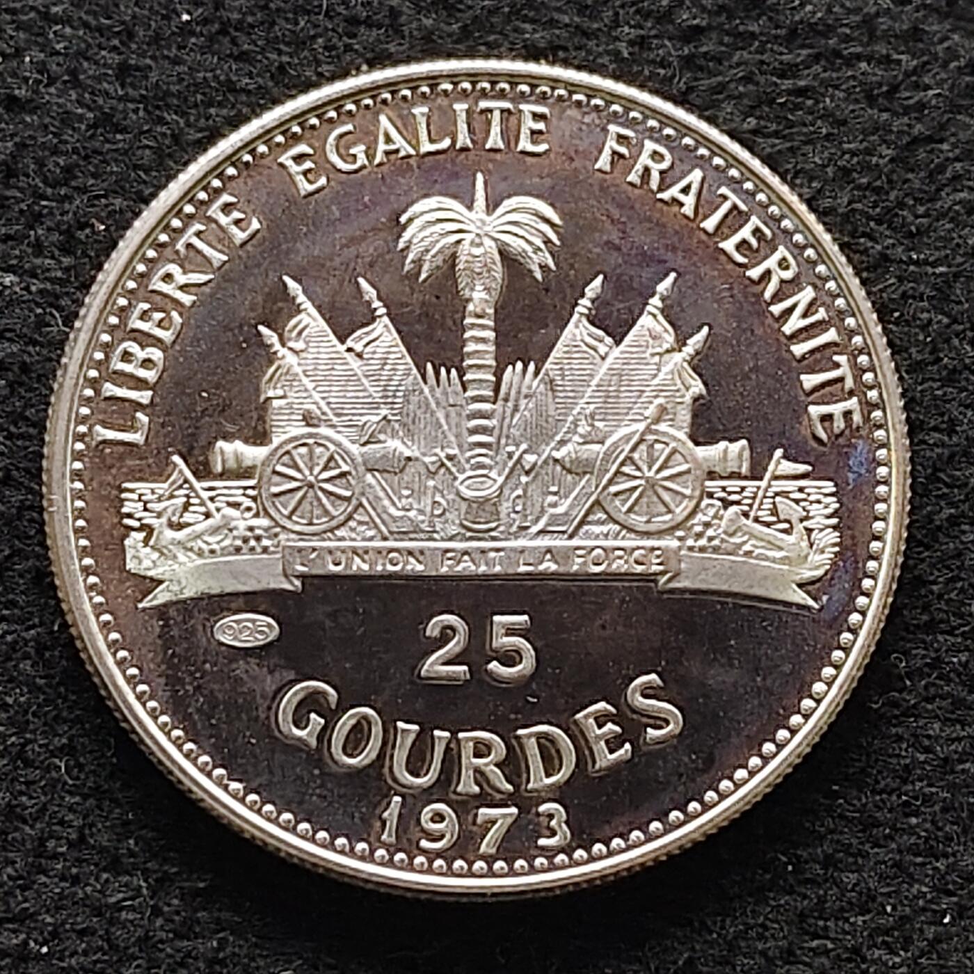 【全场包邮】纯粹捡漏拍477场（免费代拍第14场）调整中 【少见】海地1973年25古德克里斯哥伦布精制纪念银币-量5470