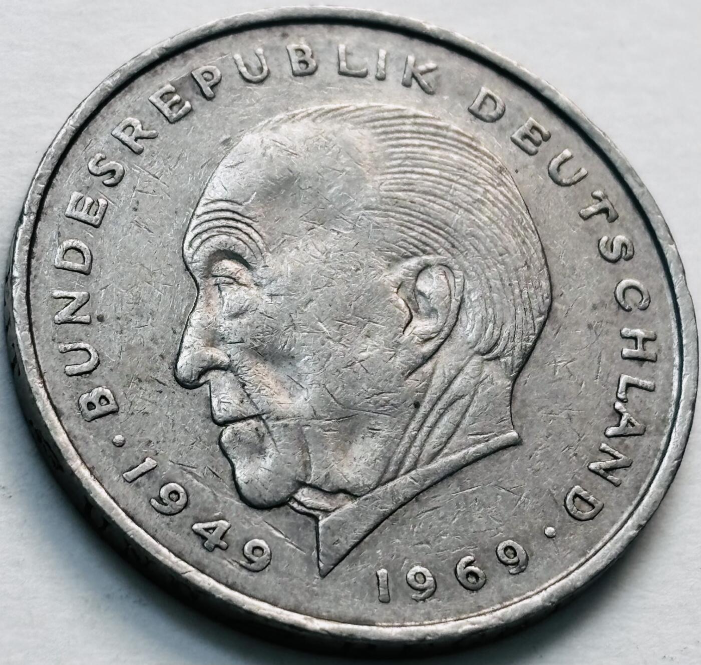 文馨钱币收藏第 279 场，银币，纪念铜章场 长期接收代拍品 1974 年德国 2 马克 J 版，第一任总理康拉德 阿登纳纪念币