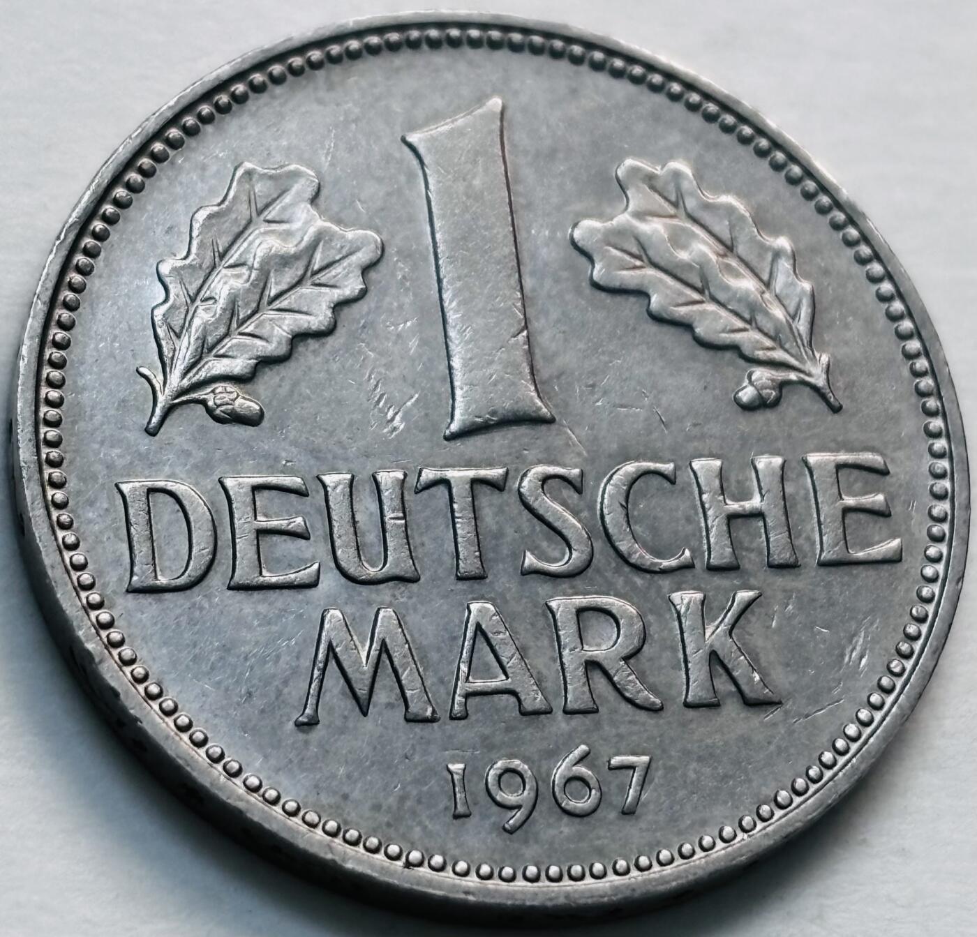 文馨钱币收藏第 279 场，银币，纪念铜章场 长期接收代拍品 1967 年德国 1 马克 G 版