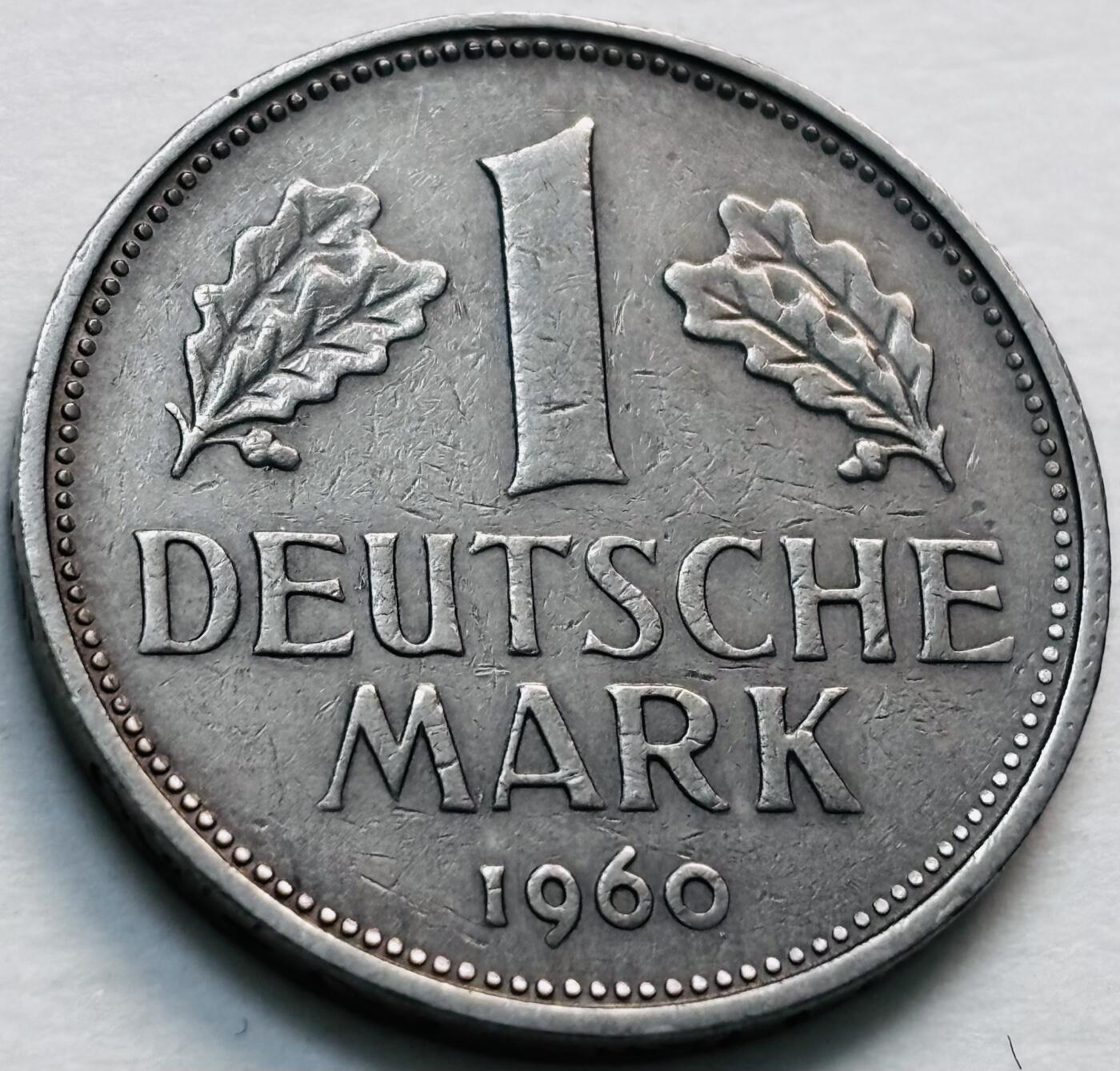 文馨钱币收藏第 279 场，银币，纪念铜章场 长期接收代拍品 1960 年德国 1 马克 F 版