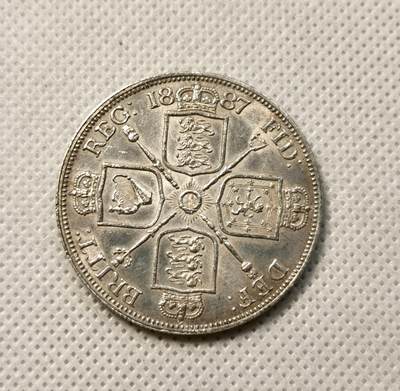 甄臻铺-世界币章拍卖（第38期）立冬小精品场，送拍享返佣金等优惠多多 1887年英国高冠双弗洛林，罗马字体版