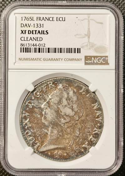 甄臻铺-世界币章拍卖（第38期）立冬小精品场，送拍享返佣金等优惠多多 - NGC-XFD 法国1765年路易十五青年版埃居银币 炫彩包浆