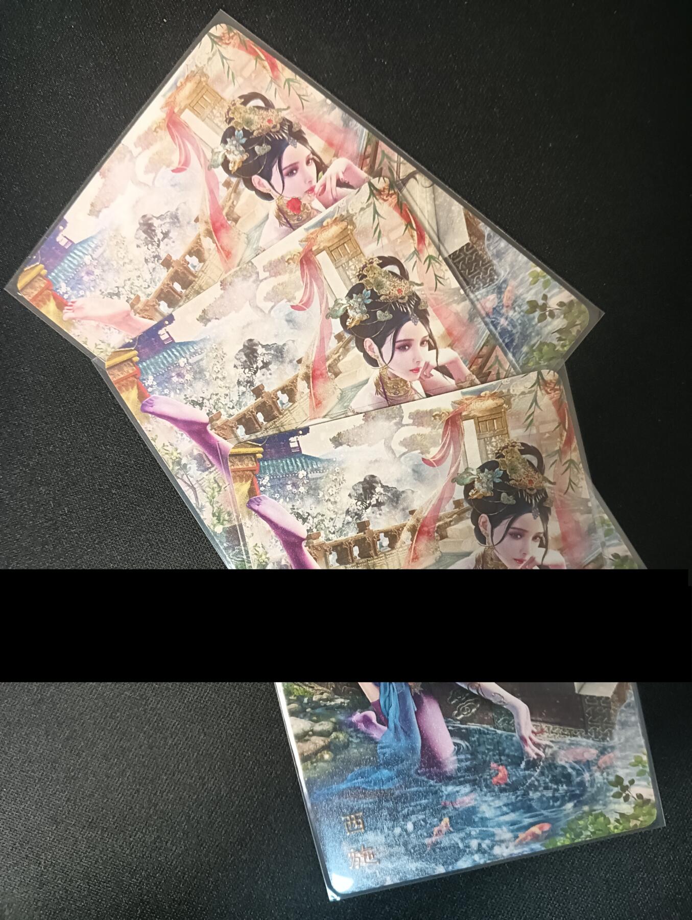 花开卡拍第46期（11月9号周日截拍，品控勿拍!!!拍品不寄存，运费5元，自制卡难免瑕疵，可能存在轻微撞角爆边等出厂瑕疵，品控介意勿拍！） 绝色绘卷 西施 普卡3张