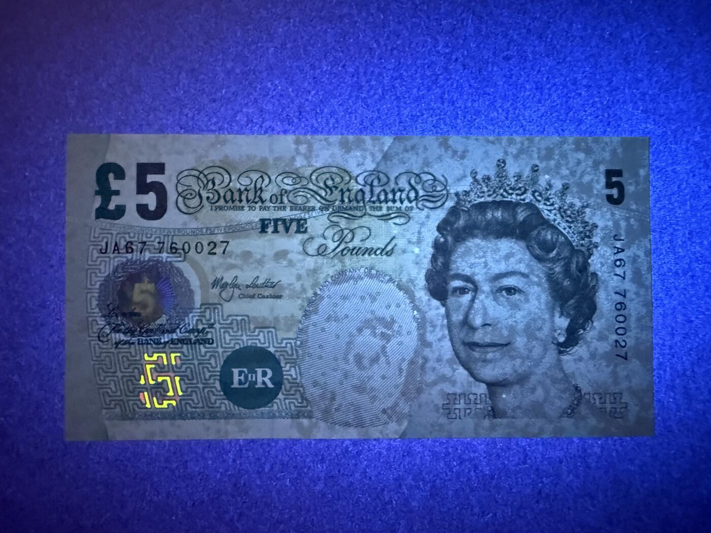 《艾美收藏》第219期-11.9周日外币畅拍场 英格兰5镑 UNC E序列再版 局部荧光 无4