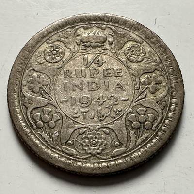 🌹外币初藏🌹🐯2025年第125场  每周二四六晚8️⃣点 接代拍 - 印度1942年1/4卢比银币