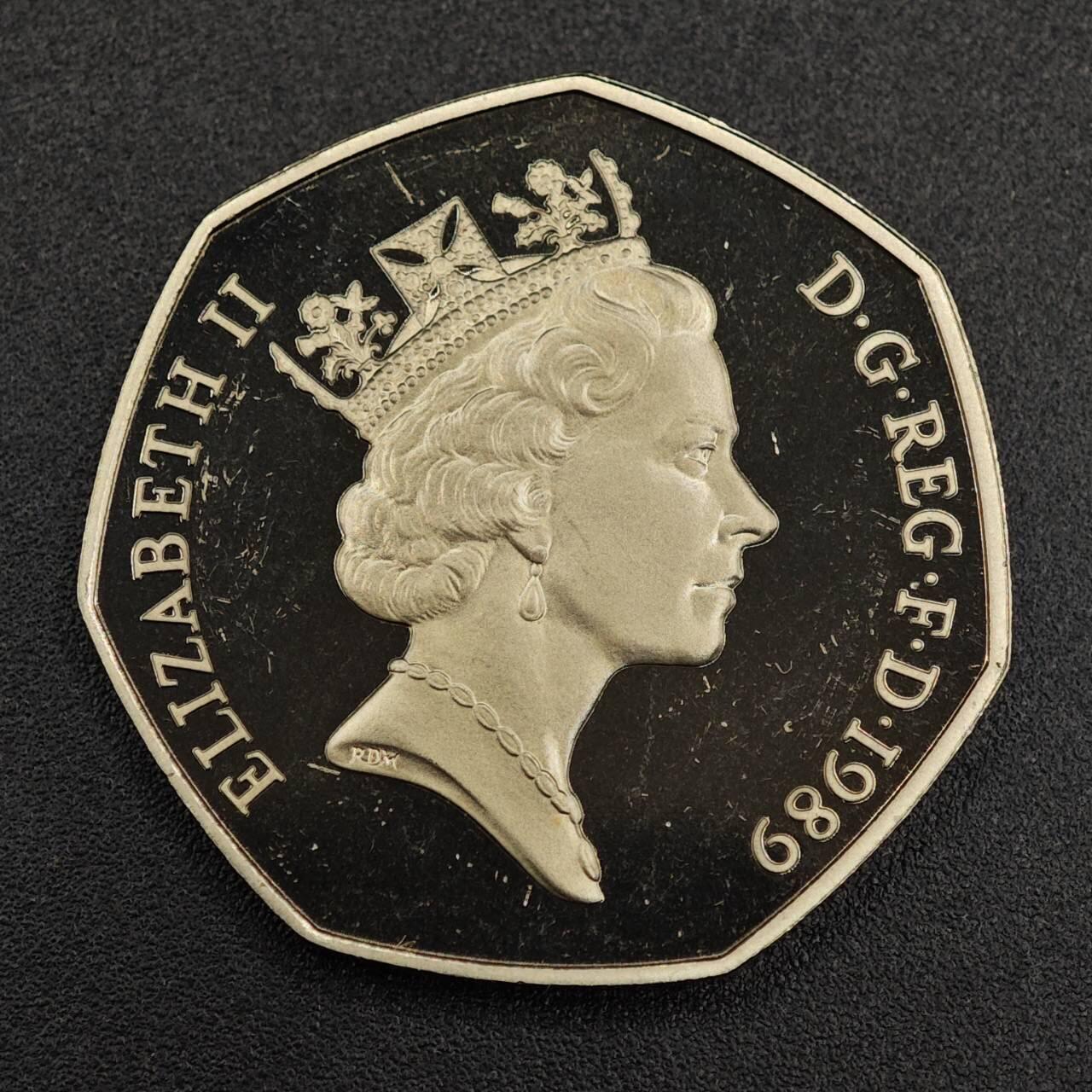 【淘币小摊】实时拍第七百九十一拍   散币纸币套币场   满百包邮可预留二周 每周一统一发货   英国1989年50便士精制镍币