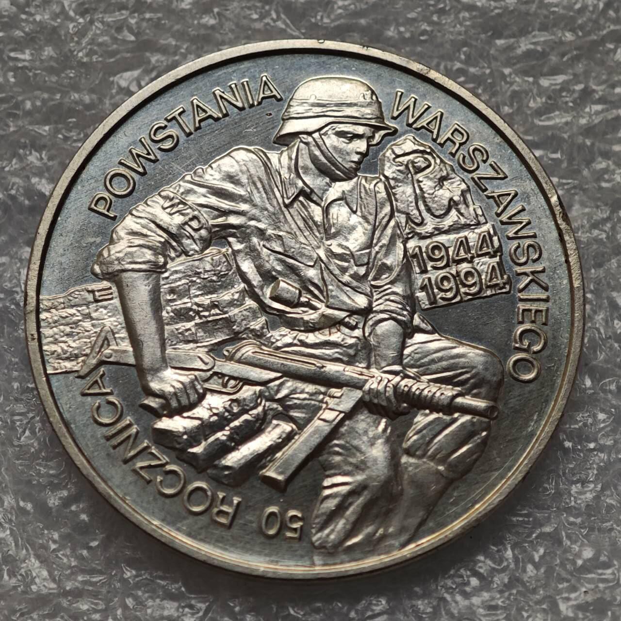 【淘币小摊】限时拍第七百九十五拍  葡属印度爪哇波兰阿根廷专场  满百包邮可预留两周  周一统一发货  波兰1994年华沙起义50周年100000兹罗提精制银币发行量15万枚少见 y260