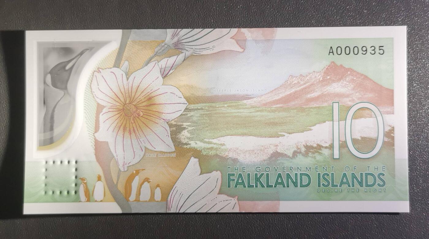 《艾美收藏》第219期-11.9周日外币畅拍场 福克兰岛2025年AA冠10镑UNC少见百位935号全奇数 颜值很高