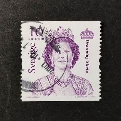 ↓君缘收藏646期☞钱币邮品↓无佣金、可寄存、满30元包邮  - 瑞典邮票，2003年西尔维娅王后雕刻版