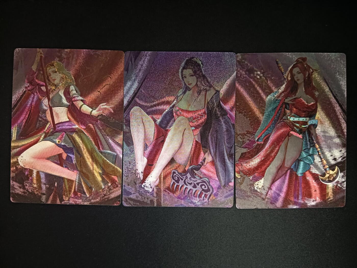 花开卡拍第46期（11月9号周日截拍，品控勿拍!!!拍品不寄存，运费5元，自制卡难免瑕疵，可能存在轻微撞角爆边等出厂瑕疵，品控介意勿拍！） 星宿文创 千娇百媚 孙悟空 猪悟能 沙悟净 1套3张 粗闪