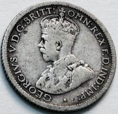 文馨钱币收藏第 279 场，银币，纪念铜章场 长期接收代拍品 - 好品 1923 年英属澳大利亚乔治五世 6 便士银币 925 高银